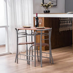 Silver/ Light Brown 3-piece Breakfast Bar Table Set