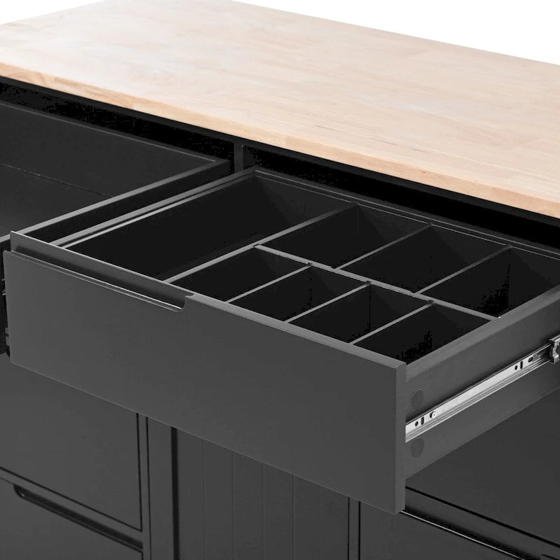 53 in. W Kitchen Island with Countertop and Drawers - N/A