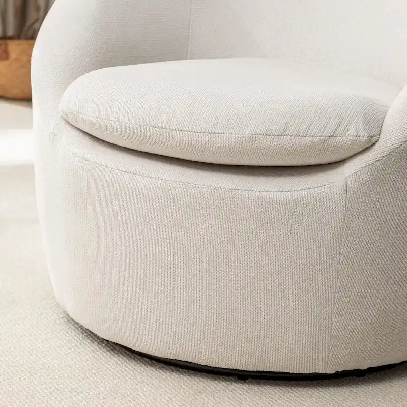Swivel Barrel Chair - 360掳 Rotation - Boucle Fabric
