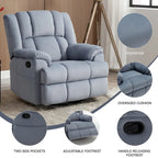 Lazy Boy Swivel Rocker Fabric Recliner Chair, Overstuffed Large Manual Recliner Glider with Pillow Top Arms and Cushion Back