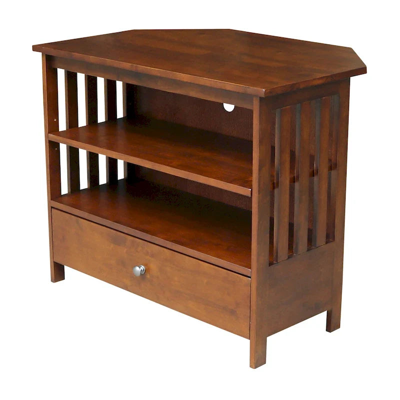 Solid Hardwood Mission Corner TV Stand