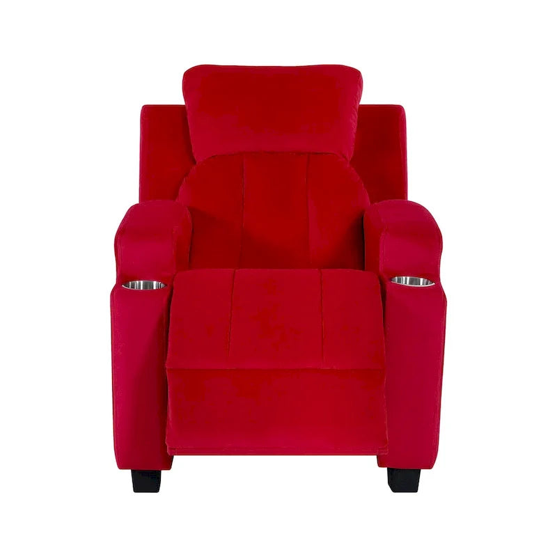 Deluxe Kids Recliner Chair with Footrest Headrest and 2 Cup Holders Microfiber Kids Recliner for Age 3+ Years