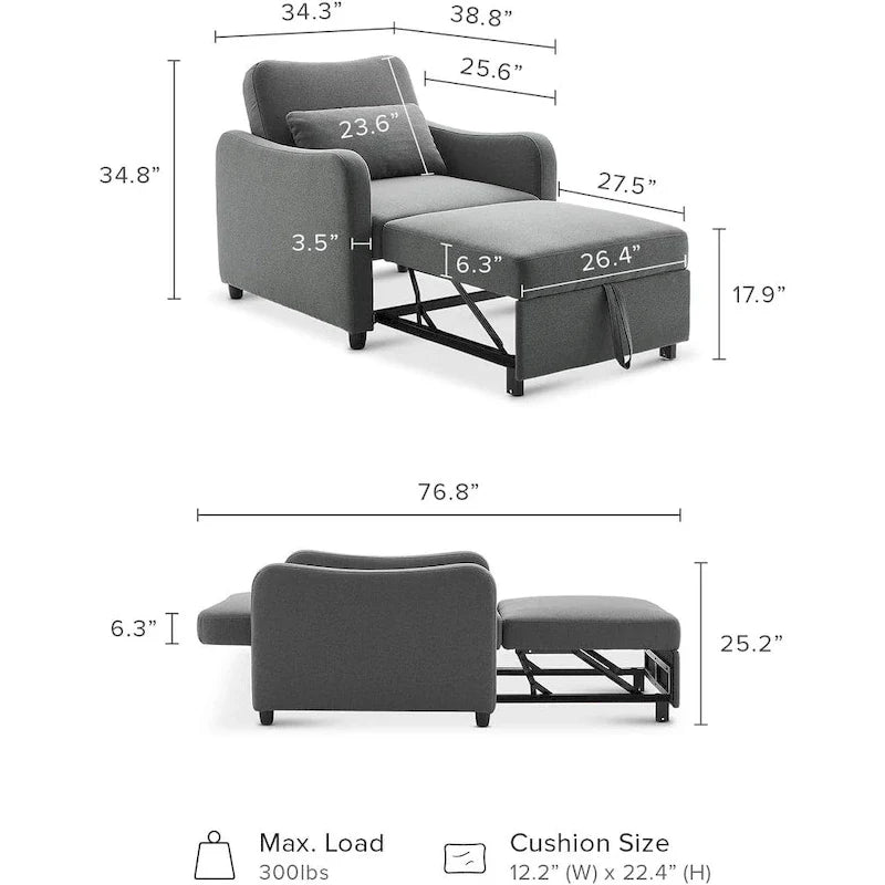 Mopio Sophie 4-in-1 Convertible Sleeper Chair Bed