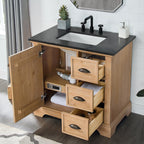 Hervas Bath Vanity with Natural Marble Top without Mirror