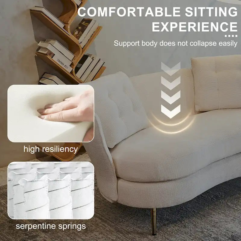 Velvet Loveseat Sofa with Golden Metal Legs for Living Room