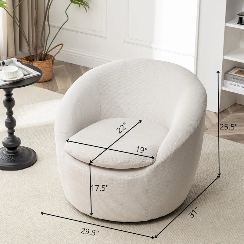 Swivel Barrel Chair - 360掳 Rotation - Boucle Fabric